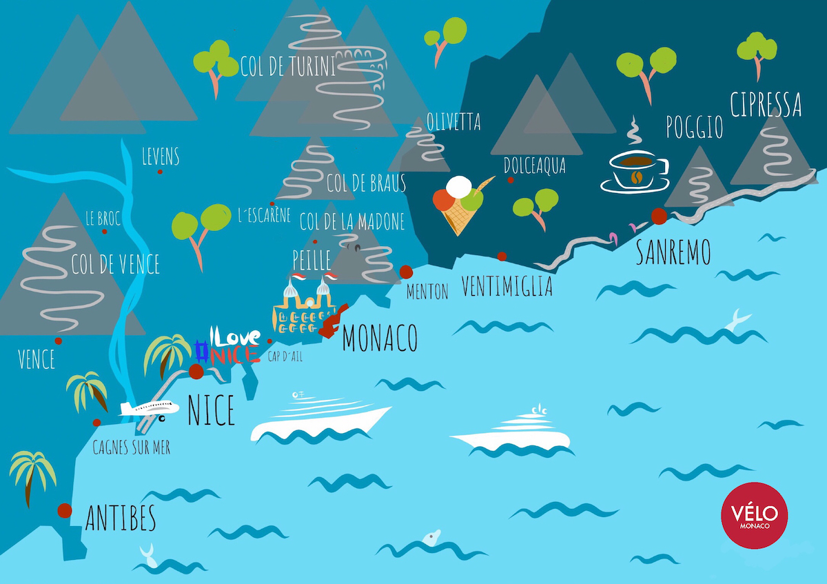 Monaco cycling map Monaco Cycling Map